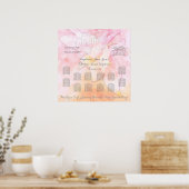 PINK COLUMBINE FLOWER WATERVERF SPLASH WEDING POSTER (Keuken)
