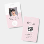 Pink Company QR Code Photo ID Badge (Avant & arrière)