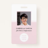 Pink Company QR Code Photo ID Badge (Devant)