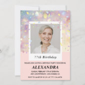 Pink Confetti Photo 77e anniversaire invitations (Devant)