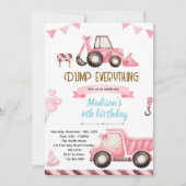 Pink Construction Birthday Invitation (Devant)