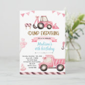 Pink Construction Birthday Invitation (Debout devant)