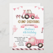 Pink Construction Birthday Invitation (Devant / Derrière)