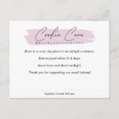 Pink Cookie Care Instructions Minimalist Script Bedankkaart (Voorkant)