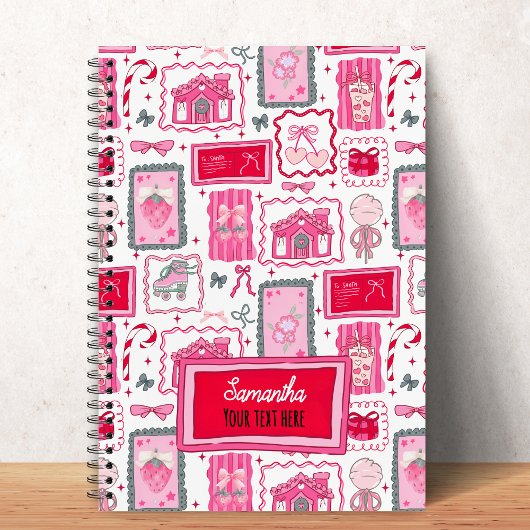 Pink Coquette aesthetic girly whimsical pattern Notitieboek