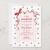 Pink Coquette Bow A Little Sweetheart Baby Shower Kaart (Voorkant)