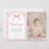 Pink Coquette Bow Anniversaire Photo Carte de reme (Devant)