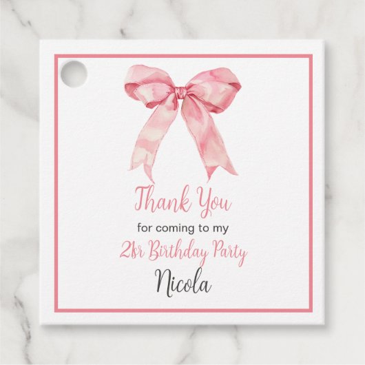Pink Coquette Bow Baby Shower Bedankjes Labels (Voorkant)