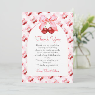 Pink Coquette Bow Baby Shower Thank You Card Bedankkaart