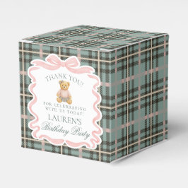 Pink Coquette Bow Bear Girl Birthday Favor Box Bedankdoosjes