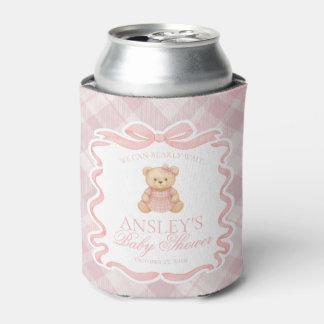 Pink Coquette Bow Bear Tartan Baby Shower Favor Blikjeskoeler