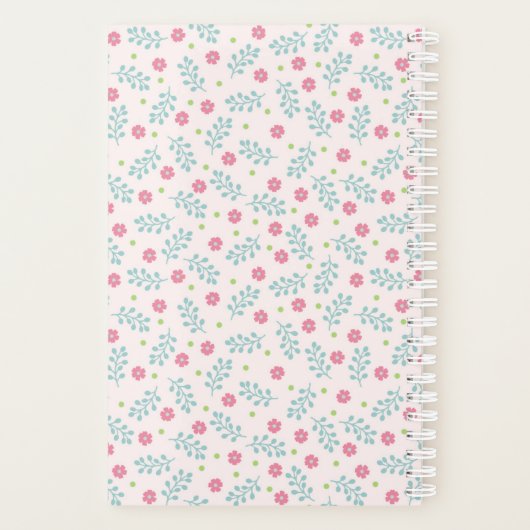 Pink Coquette Bow Floral Pattern Custom Name Planner (Achterkant)