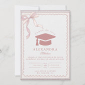 Pink Coquette Bow Graduation Kaart (Voorkant)