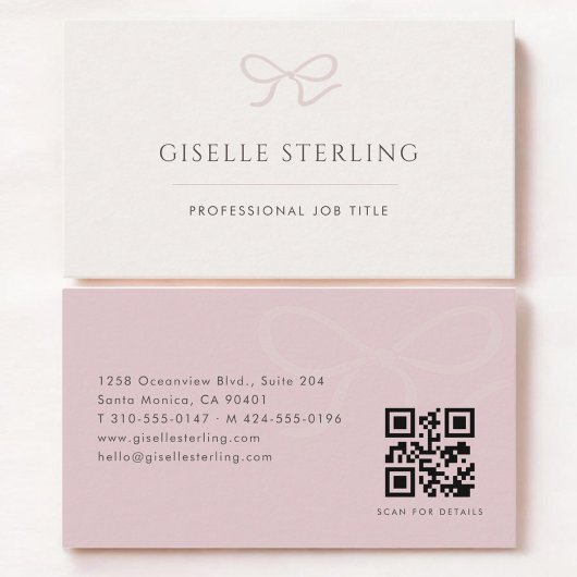Pink Coquette Bow QR Code Visitekaartje