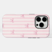 Pink Coquette Bow Stripes iPhone 16 Pro Case. Case-Mate iPhone Case (Achterkant (horizontaal))