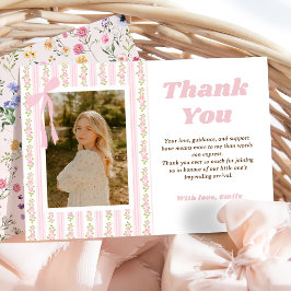 Pink Coquette Floral Graduation Thank You Card Bedankkaart