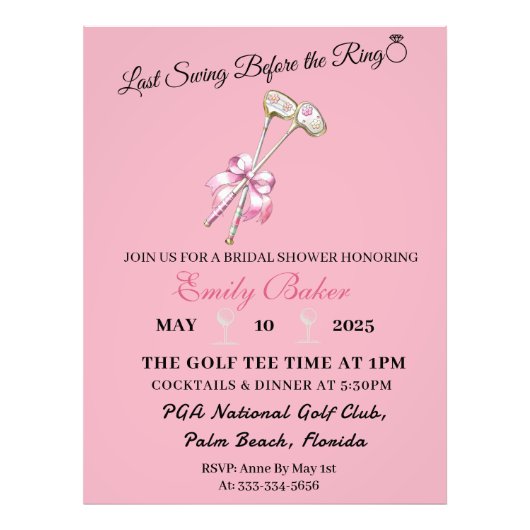 Pink Coquette Golf "Laatste Swing Voor De Ring" Foto Afdruk (Voorkant)