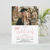 Pink Coquette Graduation Photo Invitation (Debout devant)