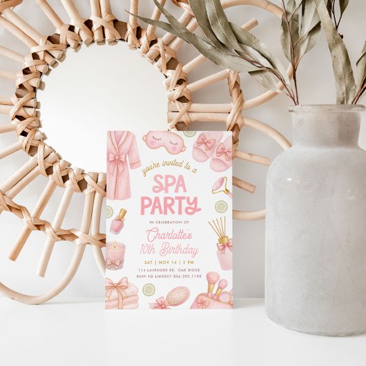 Pink Coquette Spa Party Birthday Kaart