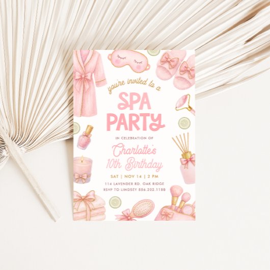Pink Coquette Spa Party Birthday Kaart