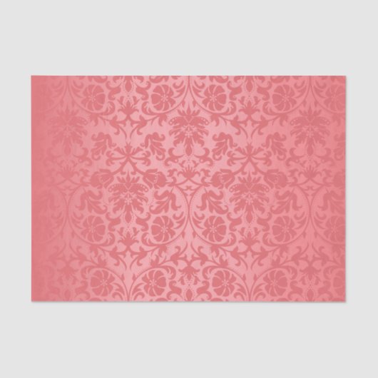 Pink Coral Floral Damask Tissuepapier (Voorkant)
