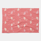 Pink Coral Red Flamingo Pattern Personalized Theedoek (Horizontaal)