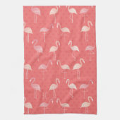 Pink Coral Red Flamingo Pattern Personalized Theedoek (Verticaal)