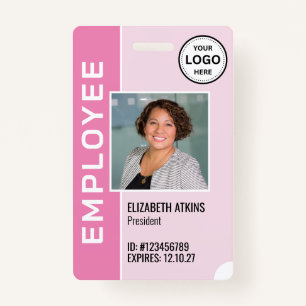 Pink Corporate Logo Medewerker Fotobadge Badge