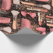 Pink Cosmetics Pattern Glitter  Cadeaupapier (Hoek)