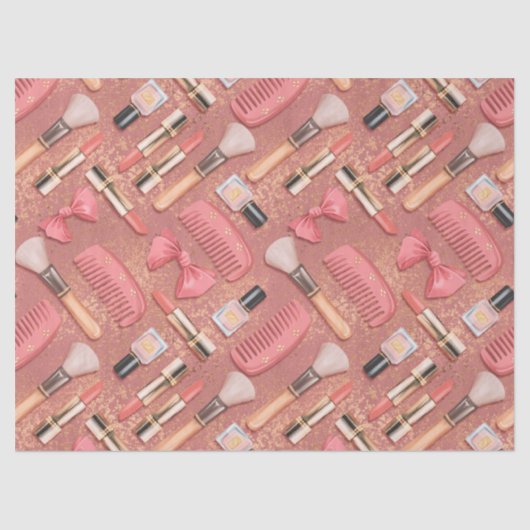 Pink Cosmetics Pattern Glitter  Tissuepapier (Voorkant)