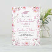 Pink Cosmos & Bee Graduation Invitation (Debout devant)