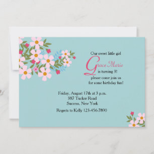 Pink Cosmos Floral Invitation Kaart