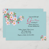 Pink Cosmos Floral Invitation Kaart (Voorkant / Achterkant)