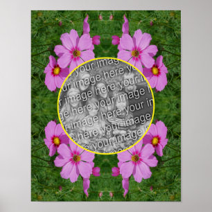 Pink Cosmos Flowers Lijst Uw eigen foto toevoegen Poster