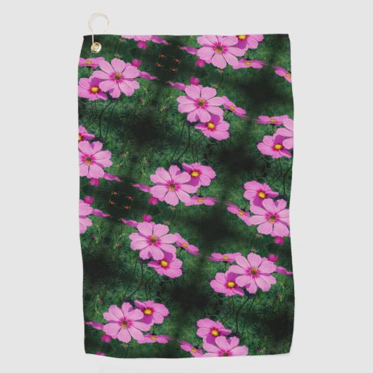 Pink Cosmos Flowers Pattern Golfhanddoek (Voorkant)