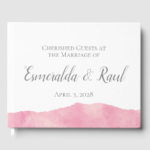 Pink Cotton Candy Aquarelle Mariage Livre d'or