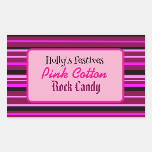 Pink Cotton candyfloss rock snoep label (Voorkant)