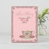 Pink Country Fête des mariées Tea Party Invitation (Debout devant)