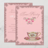 Pink Country Fête des mariées Tea Party Invitation (Devant / Derrière)