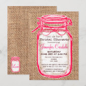 Pink Country Mason Jar Invitations de douche nupti (Devant / Derrière)