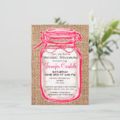 Pink Country Mason Jar Invitations de douche nupti (Debout devant)