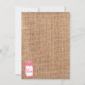 Pink Country Mason Jar Invitations de douche nupti (Dos)