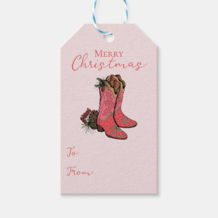Pink Country Merry Christmas naar Gift Label Cadeaulabel