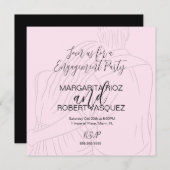 Pink Couple Hugging Script Engagement Party Save The Date (Voorkant / Achterkant)