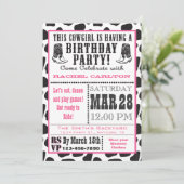 Pink Cow Imprimer Cowgirl Birthday Invitation (Debout devant)