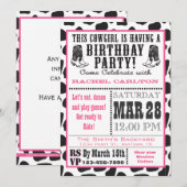 Pink Cow Imprimer Cowgirl Birthday Invitation (Devant / Derrière)