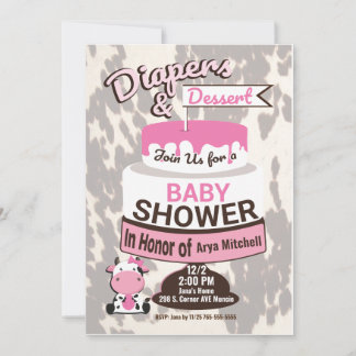 Pink Cow imprimer invitations pour la douche bébé