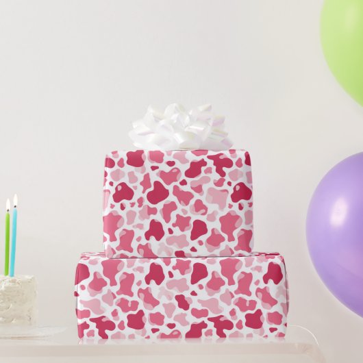 Pink Cow Print Cadeaupapier (Feestgeschenken)
