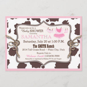 Pink Cowgirl Baby shower Tutu Kaart