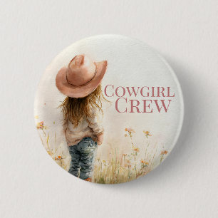 Pink Cowgirl Birthday Farm Theme 1st Ronde Button 5,7 Cm